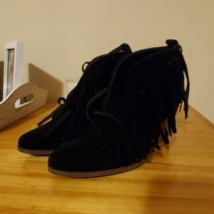 Suede Fringe Booties